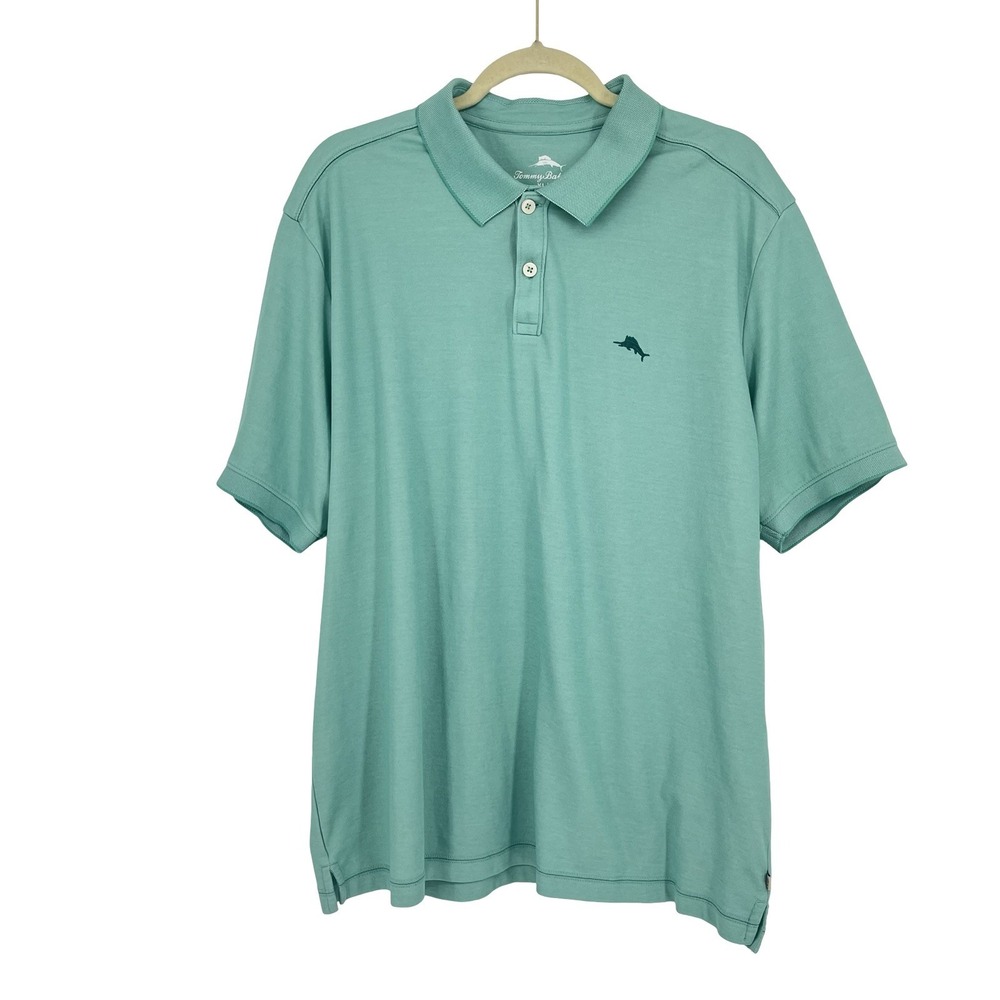 Tommy Bahama Comfort Fit Aqua Mint Classic Casual Short Sleeve Polo Shirt Sz XL